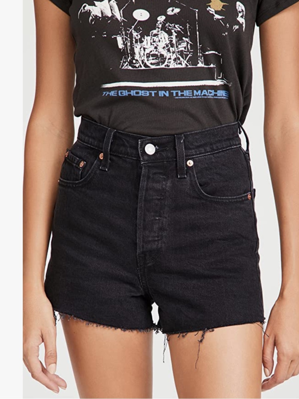 Levi's Ribcage Black High-Rise Cutoff Denim Shorts